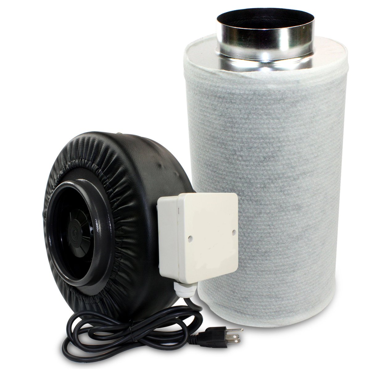 New Hydropronic 6" Inline Fan With Carbon Filter Combo Odor Control Air
