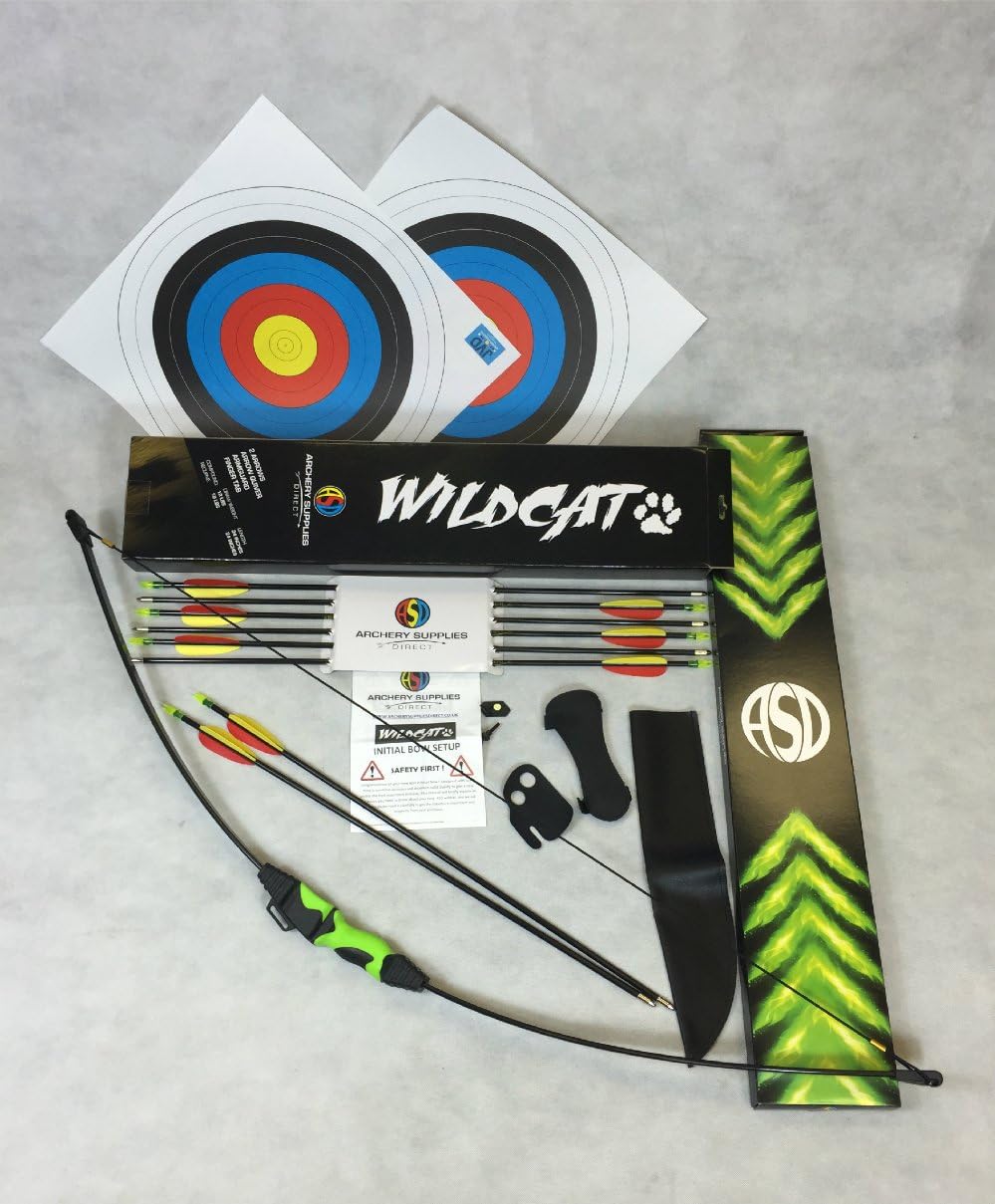Kids Starter Wildcat Archery Set With 8 Arrows Recurve Bow Inc Shooting