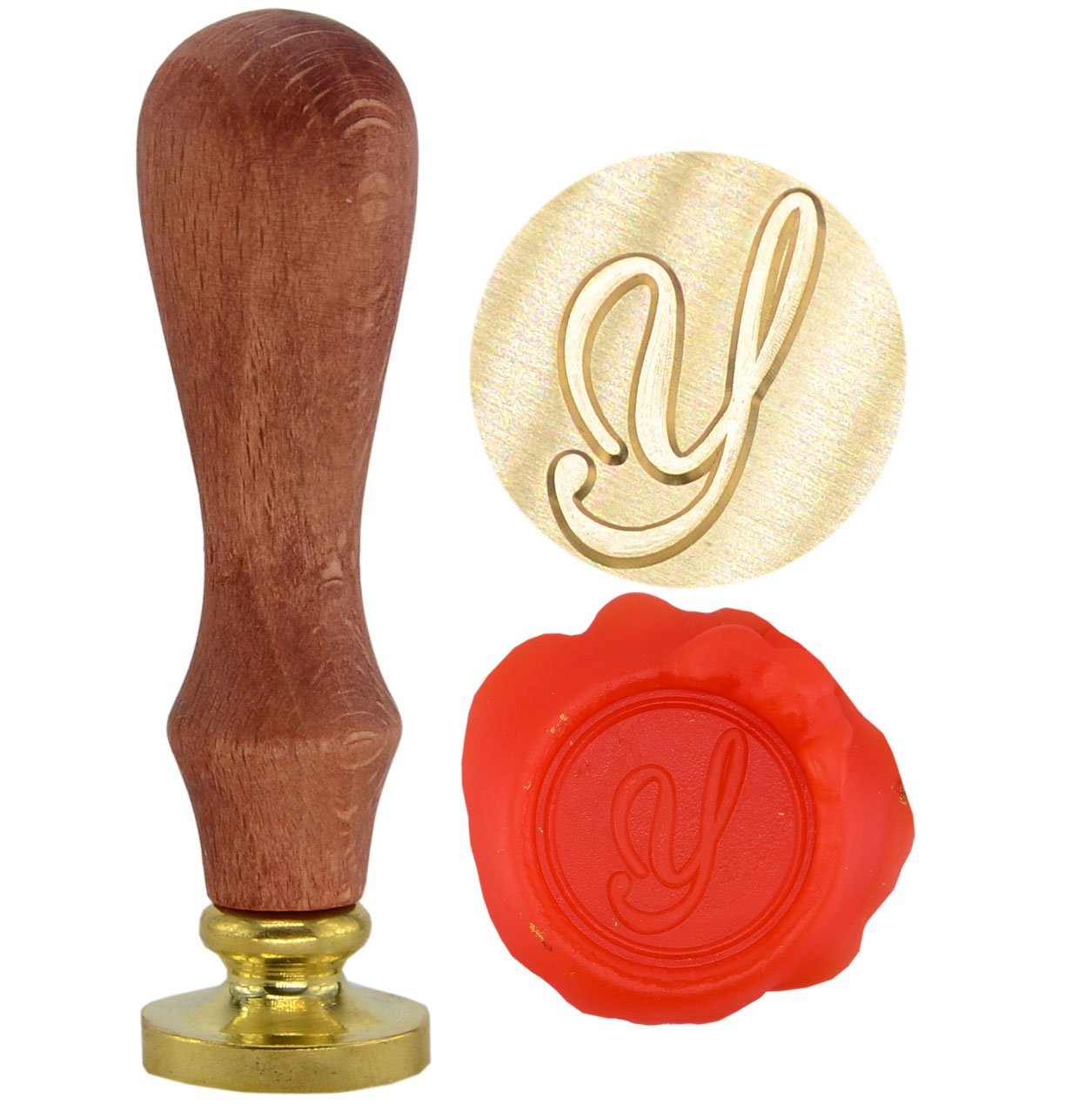 Syaya GZ4 Retro 26 Letters A-Z Alphabet Wax Seal Stamp with Brass Dots and Wooden Handle
