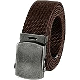 BC Belts Canvas Web Belt Military Style Antique Silver Buckle/Tip Solid Color 54" Long