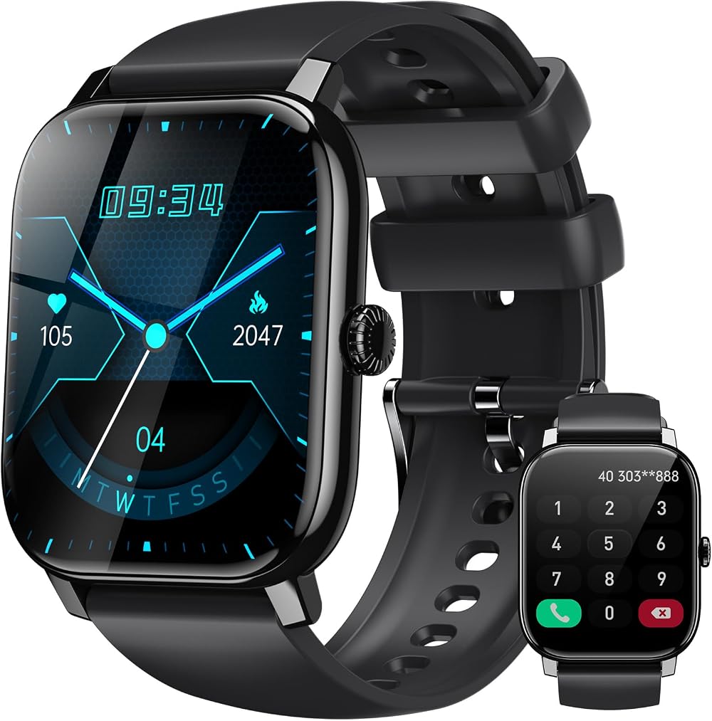 LLKBOHA Smartwatch Bluetooth Call 1.85" Fitness Watch 24 Sports IP68