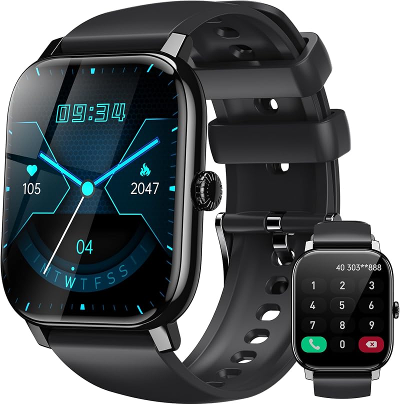 LLKBOHA Smartwatch Bluetooth Call 1.85" Fitness Watch 24 Sports IP68