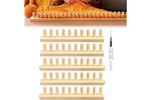 76.77" Chunky Knitting Blanket Loom, Adjustable Size Wooden Frame, Portable No-Needle Hand Knitting Kit for DIY Throw Blanket