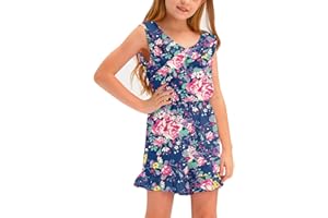 BesserBay Big Girls Summer Sleeveless Romper Ruffle Trim Casual Jumpsuit 4-14 Years