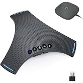 Conference Speaker and Microphone - Bluetooth Speakerphone with Daisy Chain, 360&deg; Omnidirectional Voice Pickup, Echo &amp; Noise Cancellation, Support Wireless Dongle, USB Connection, for Meeting Room