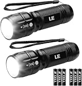Lighting EVER LE LED Torch Battery Powered 2 Pack Anti-Slip Aluminium