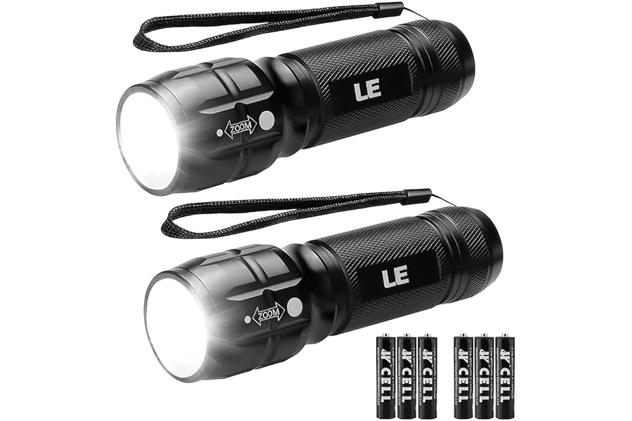 Lighting EVER LED Flashlights High Lumens, Small Flashlight, Zoomable, Waterproof, Adjustable Brightness Flash Light for Outd