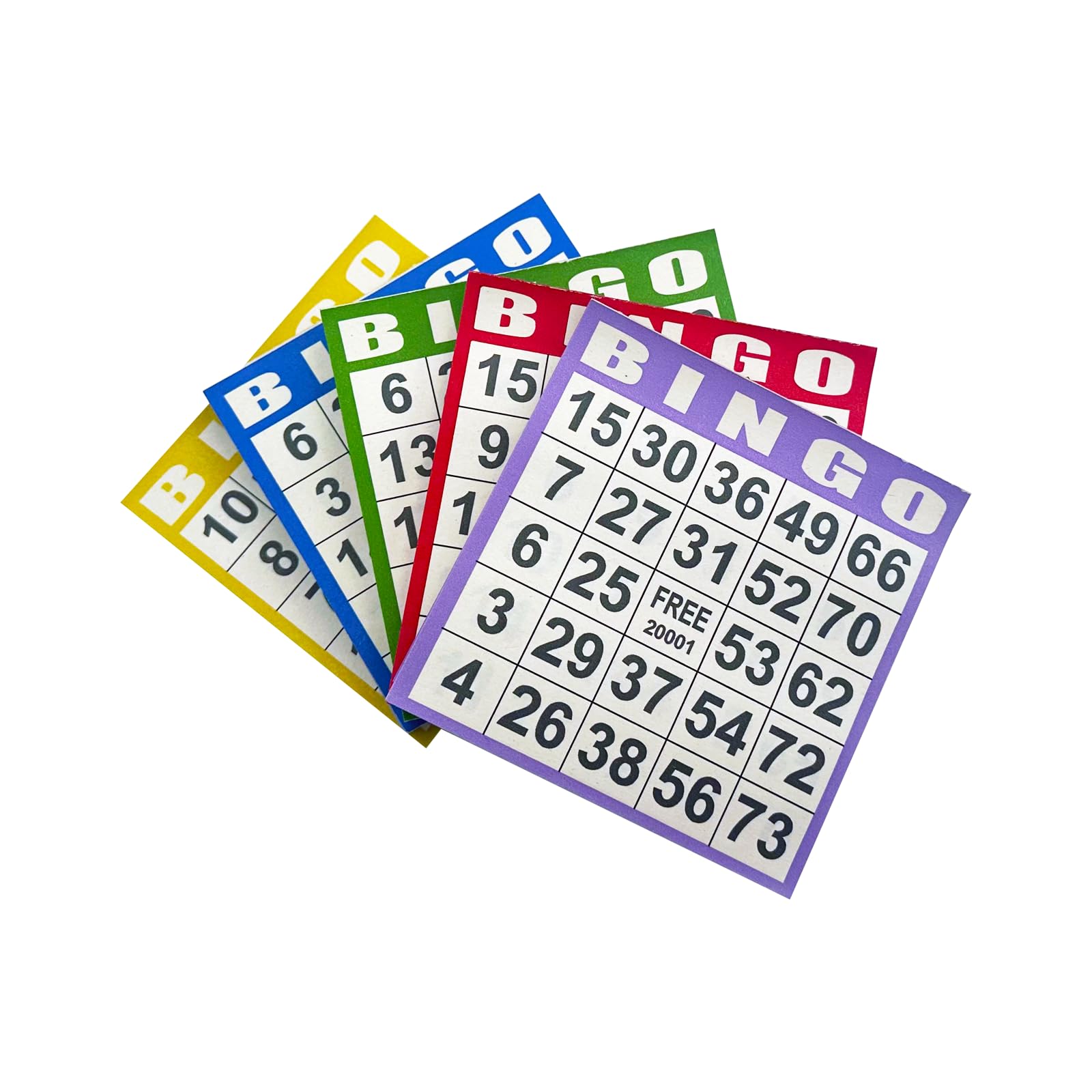 JUNWRROW Bingo Paper Game Cards - 500 Sheets (100 Books of 5 Colors) - 4"x4" Disposable Cards- Ideal for Seniors, Family Game Night, Large Groups,Classroom Activities