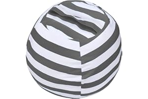 Miaowater Stuffed Animal Storage Bean Bag Chair Cover, Cotton Canvas Beanbag with Zipper for Organizing Kid's and Adults Room 24" (Grey)