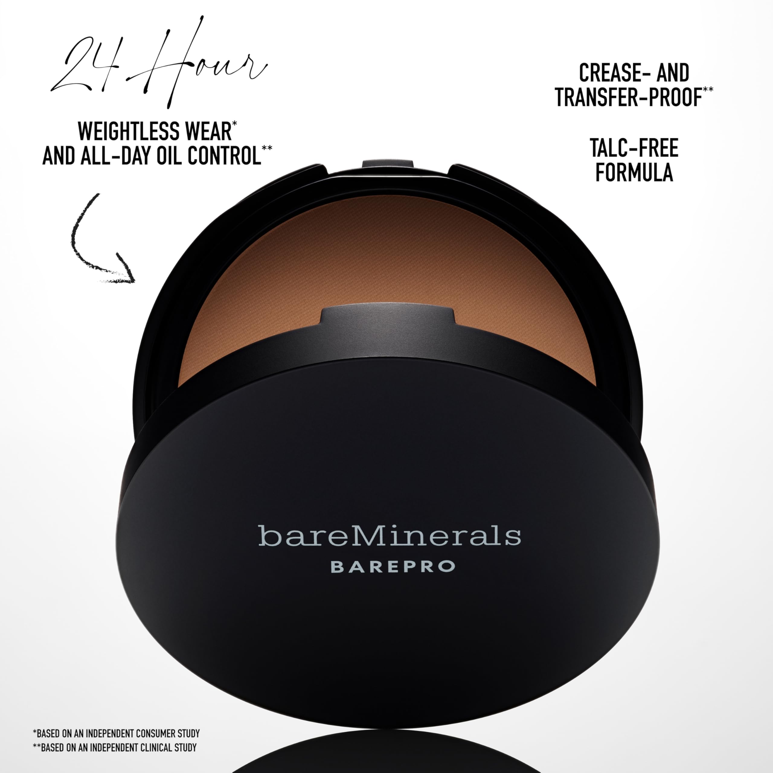 bareMinerals Barepro Skin-Perfecting Powder Foundation, Matte Pressed Powder Foundation Full Coverage with Plant-Based Squalene, Talc-Fee Pressed Powder Compact, Oil Control, Vegan