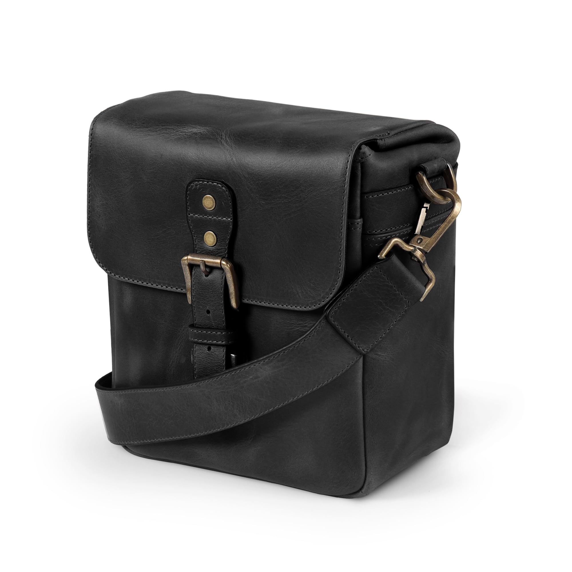 MegaGear Torres Mini Genuine Leather Camera Messenger Bag for Mirrorless, Instant and DSLR Cameras, Black MG1328 — image 1