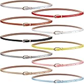 Uoeo Set of 10 Womens Thin Belts Women Skinny PU Leather Belt Adjustable Thin Waist Belt