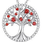 Tree of Life Necklace for Women Valentines Day Birthday Gifts for Wife Mom Birthstones Aquamarine Emerald and More Stonese Jewelry Sterling Silver