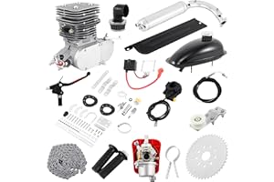 AMBIENCEO 110cc 2-Stroke Bicycle Gasoline Engine Motor Kit, Motorized Bike Kit Single Cylinder Engine Motor for DIY Motorized Bicycle Bike,Air-cooled (Sliver)
