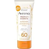 Aveeno Protect + Hydrate Moisturizing Face Sunscreen Lotion With Broad Spectrum Spf 60 & Prebiotic Oat, Weightless & Refreshi
