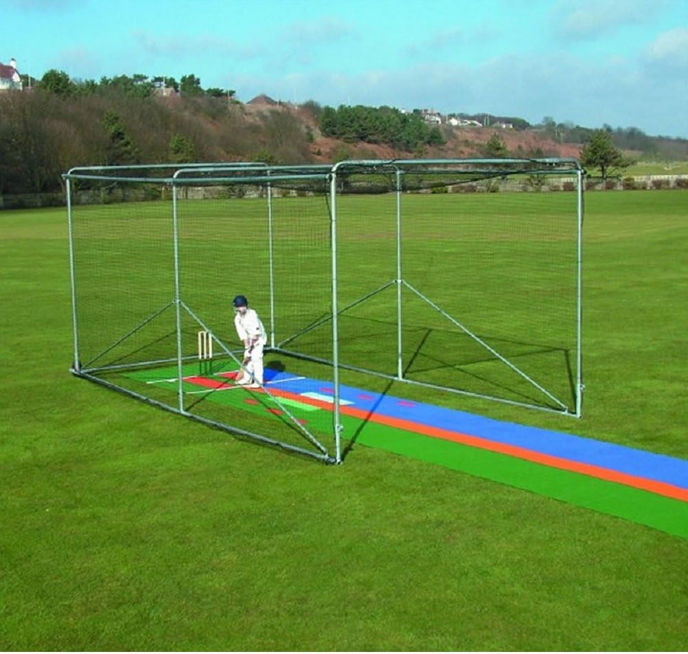 Premier Portable Cricket Cage 2 Wheel - H 3.2m x L 3.6m x D 7.2m - Available In Galvanised Steel & Aluminium - Supplied With Durable Surround & Roof Netting
