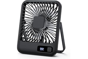 SmartDevil Desk Fan Battery Operated, Portable Rechargeable 180° Tilt Foldable Desk Fans, 2000mAh Personal Folding Travel Fan, 5 Speeds Small USB Fan for Home Office Travel Outdoor, Black