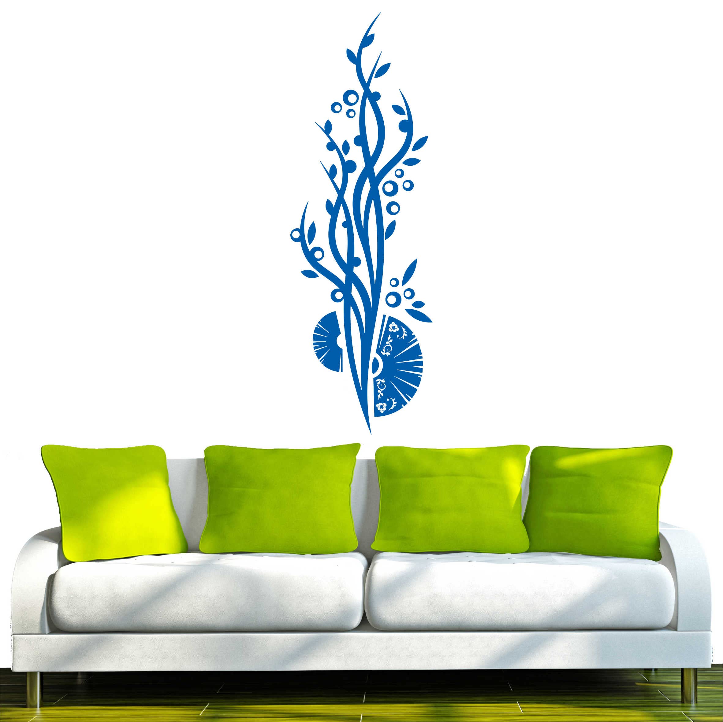 INDIGOS 4051095709503 Wall Sticker Vinyl Wall Art Sticker D208 Flower Tree Flowers Plant Tribal, Turquoise, 240 x 80 x 1 cm