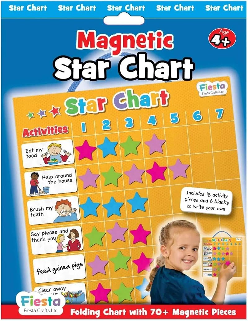 Fiesta Crafts Magnetic Star Reward Chart Kids Toddler Activity Board Behaviour