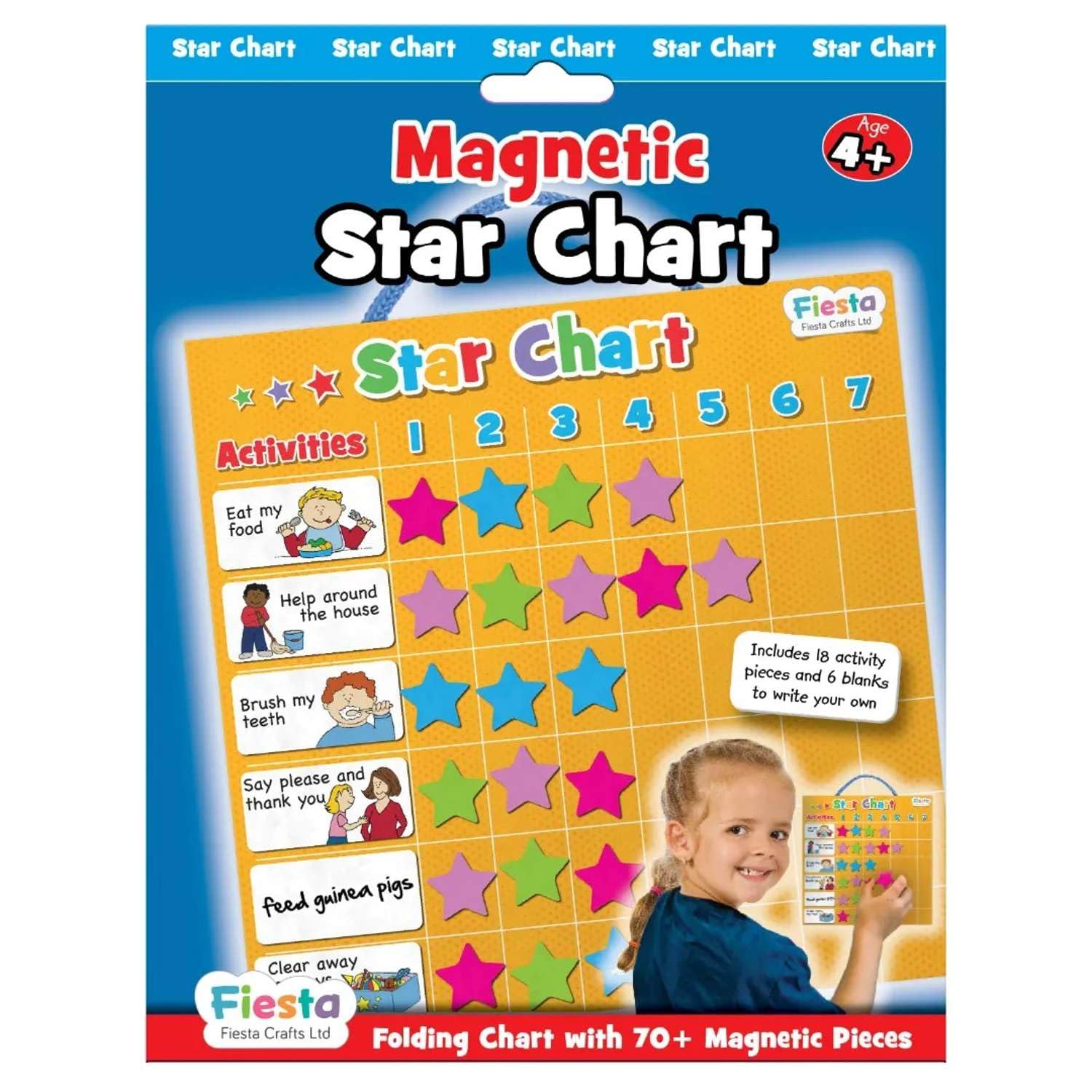 Magnetic Star Reward Chart (T2338) by Fiesta Crafts- Magnetic Activity Board for Kids & Toddlers - Creates Responsibility, Good Behaviour & A Willingness To Do Chores - Easy to understand and follow