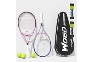 WOED BATENS Tennis Rackets for Adults 27 Inch Tennis Racquets Set Included Tennis Racket Tennis Balls Overgrips Vibration Dampers Tennis Bag