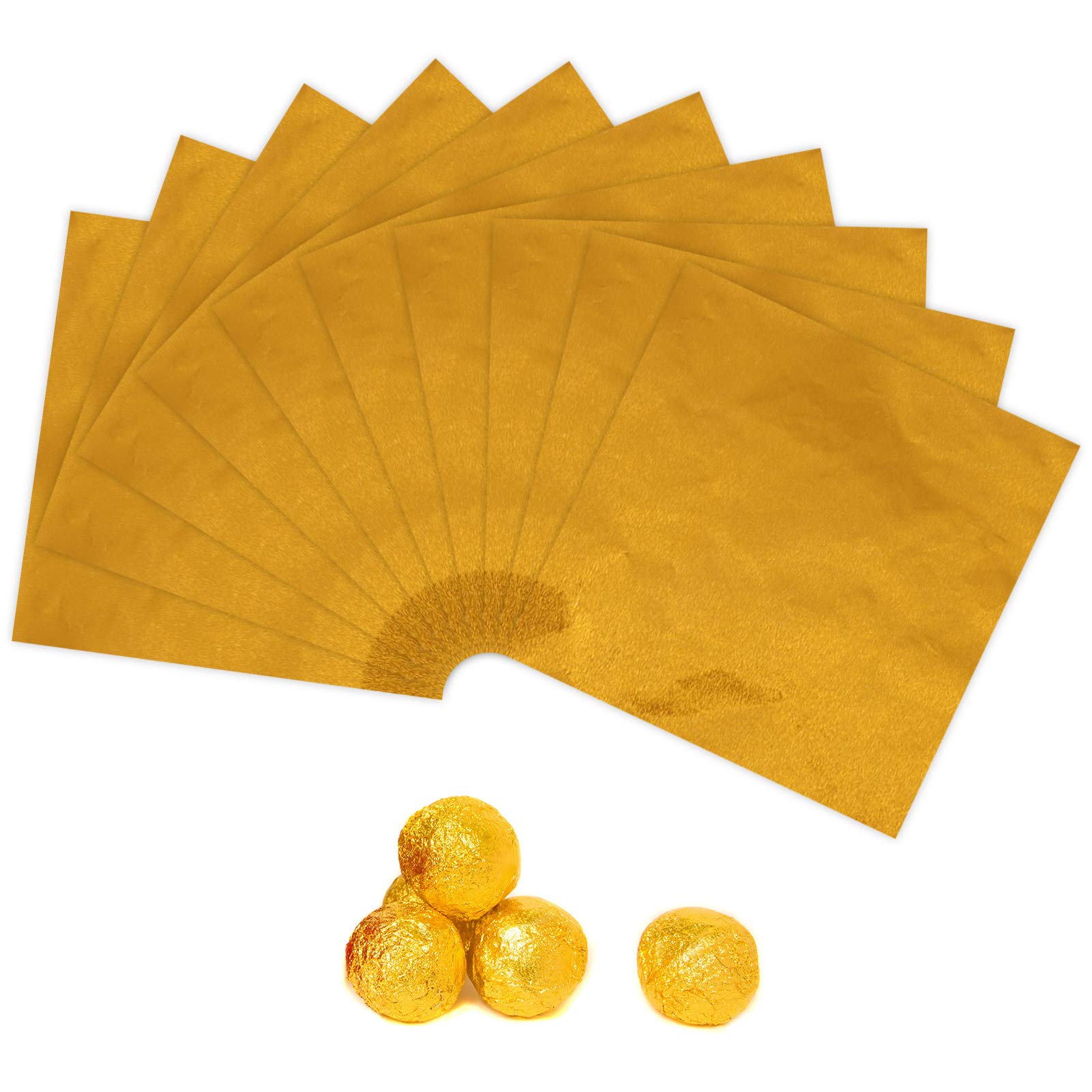 Heyu-Lotus 100 Sheets Gold Foil Candy Wrappers, 4" x 4" Square Chocolate Candy Wrappers for Valentine's Day Festival Wedding Birthday