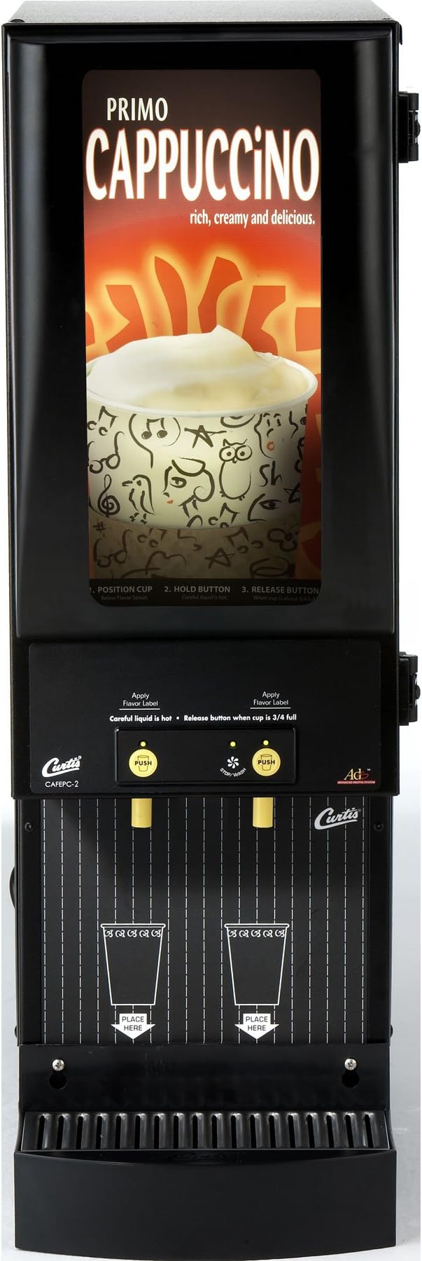 Wilbur Curtis Café Primo Cappuccino with Lightbox 2 Station Cappuccino (4 Lb Hoppers) - Commercial Cappuccino Machine - CAFEPC2CL10000 (Each)