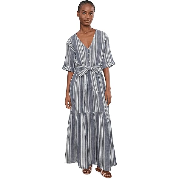 faherty linen laguna dress Laguna Stripe Long Sleeve Linen Shirtdress (Women)