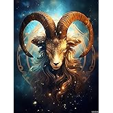 KZKZXA DIY 5D Diamond Art Painting Kits for Adults Zodiac Capricorn Easy for Beginner Round Full Drill Pait by Diamond Art Cross Stitch Mosaic Gems Craft for Home Decoration Gift 12x16 Inch
