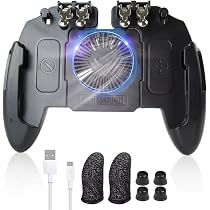 thumbnail image 2 of Mikirini Phone Game Controller With Cooling Fan & Built-in Battery - 6 Finger Triggers For PUBG/COD 2 of 11