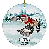 Santa Hat and Scarf Welcome Winter Evening Grosbeak