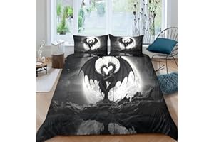 GYORI Dragon Quilt Set- Flying Dragon Bedding Set Full - Fantasy Theme Quilt Queen Dragon Bed Set for Kids Boys Girls Teens Room Decorative Gift for Dragon Lovers Full（203x228cm）