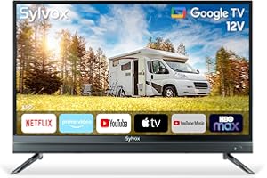 SYLVOX Smart RV TV, 32" 12-24V TV for RV Camper 1080P DC/AC Powered Television, Newest Google TV, Support Download APPs, Goog