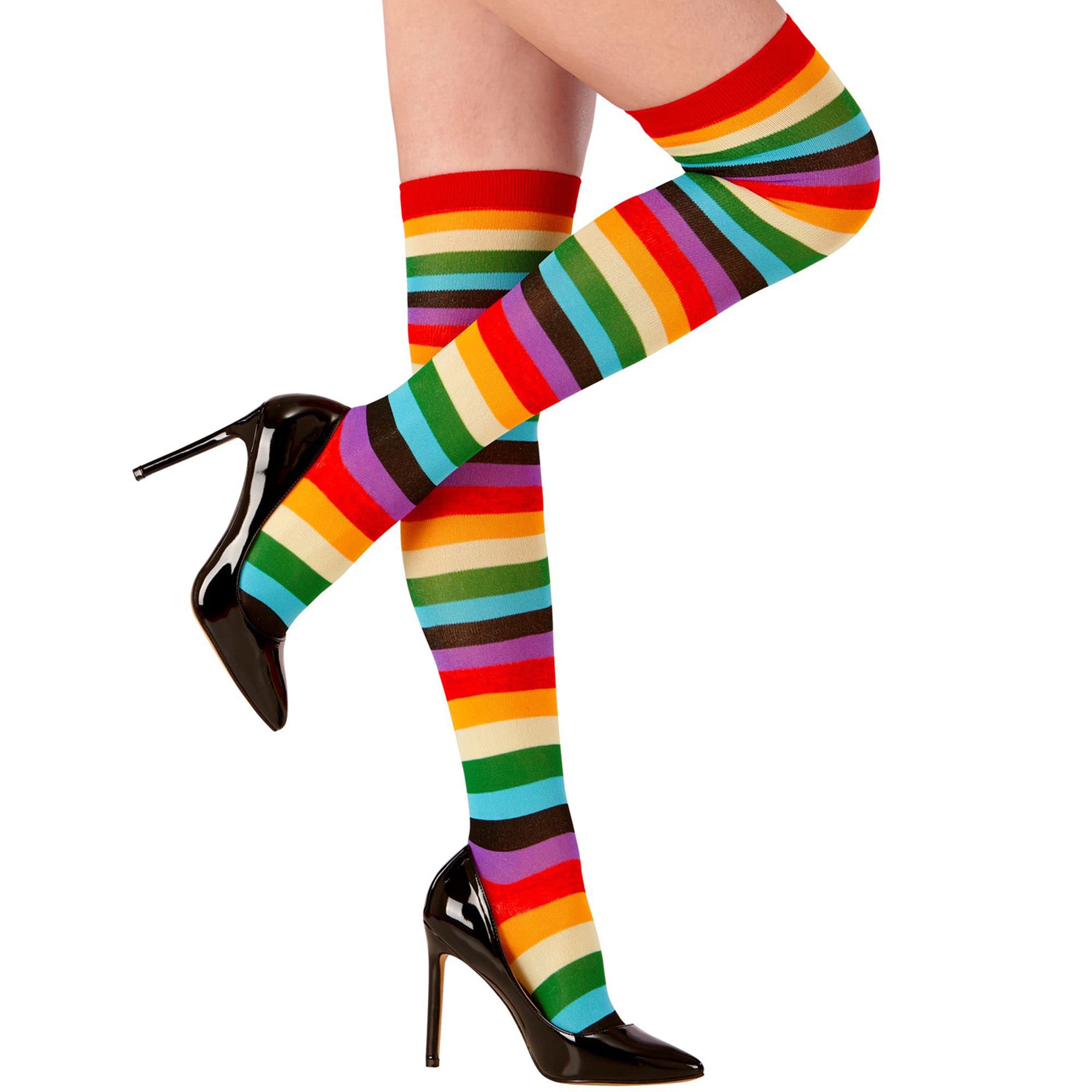 W WIDMANN MILANO Party Fashion - Women's Striped Over Knee Socks, Halloween, Carnival, Theme Parties, 70 DEN