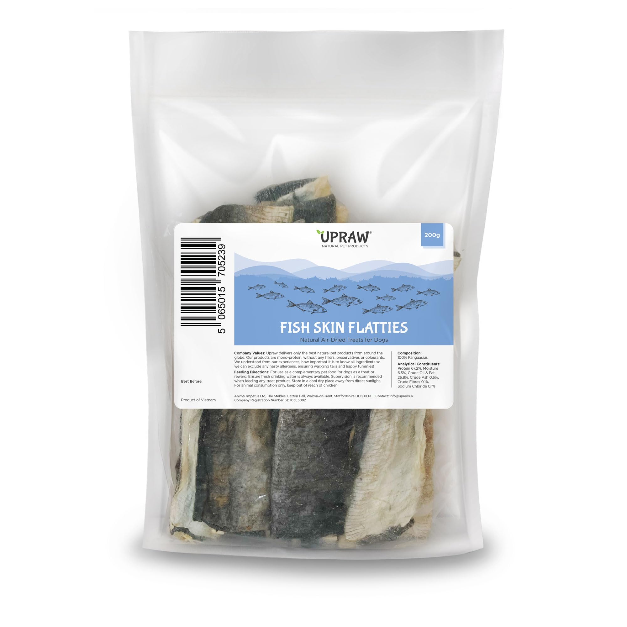 Fish Skin Flatties for Dogs (200g) Healthy Dog Treat & Chew - Natural, Grain-Free & Hypoallergenic Chews - Healthy, Air-Dried Treats Low in Fat