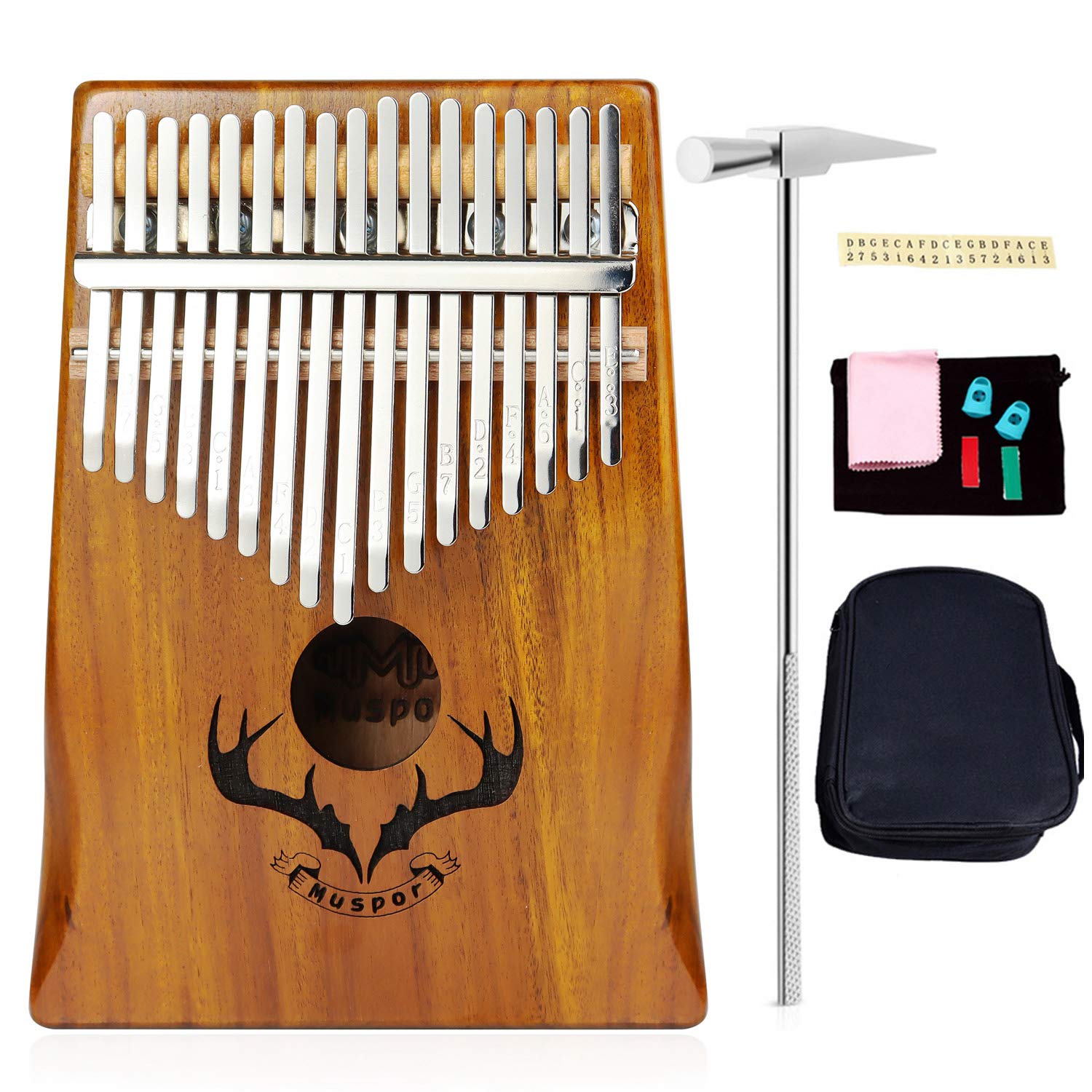 Alnicov Kalimba 17 Keys Thumb Piano,Portable Mbira Acacia wood Finger Piano,Gift for Adult Beginners Professional(Reindeer Horn)
