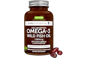 IGENNUS HEALTHCARE NUTRITION Igennus Ultra Pure Omega 3 Triglyceride rTG Wild Fish Oil 1360mg, IFOS Certified, EPA DHA 1000mg Plus Astaxanthin, Non-GMO, for Men & Women, 180 Softgels