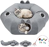Odoland Cat Tunnel with Bed Linen Donut Foldable Large Pet Bed view 1