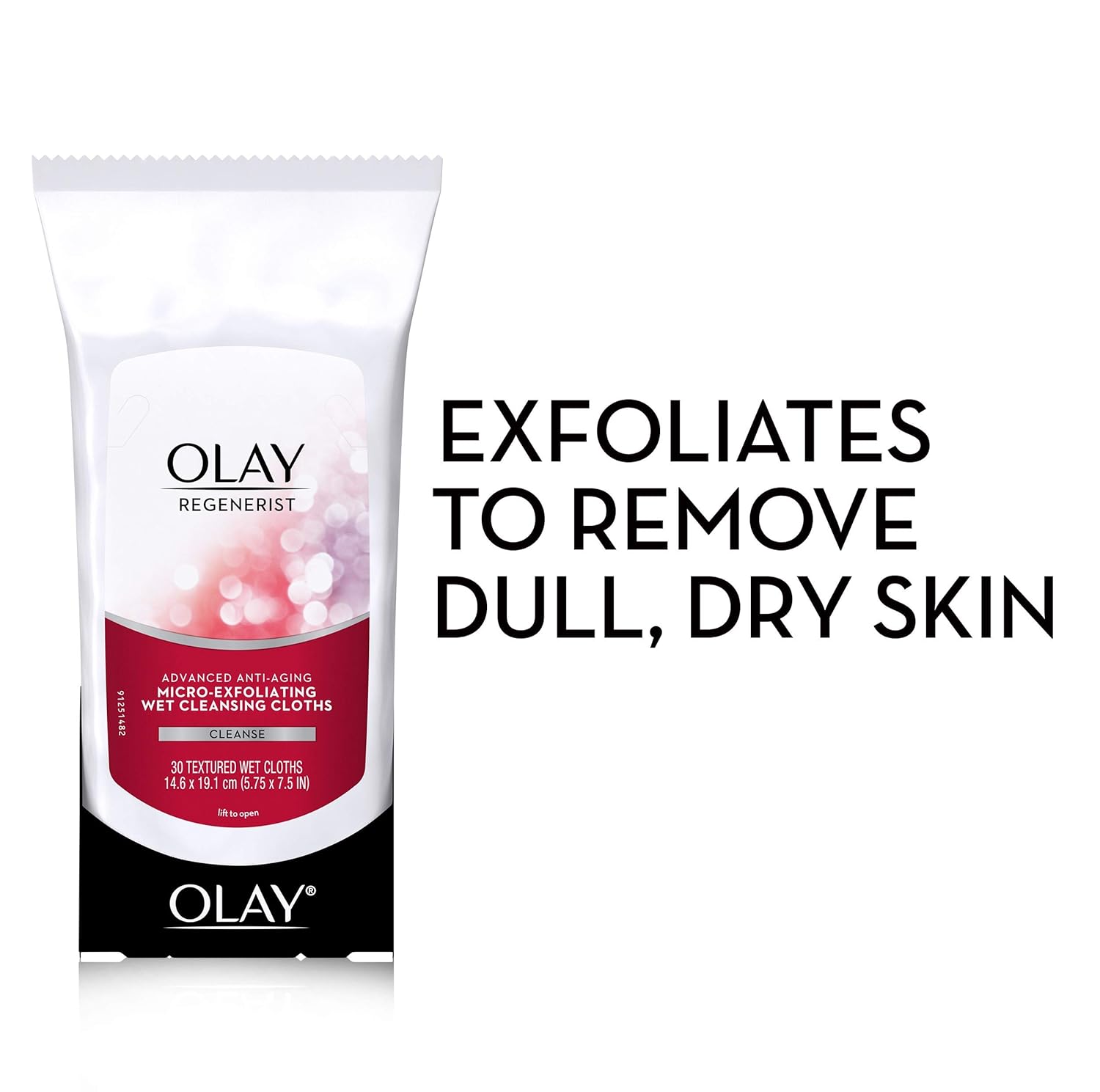 Olay Regenerist Micro-Exfoliating Wet Cleansing Cloths, 30 Count, Pack of 3: Beauty