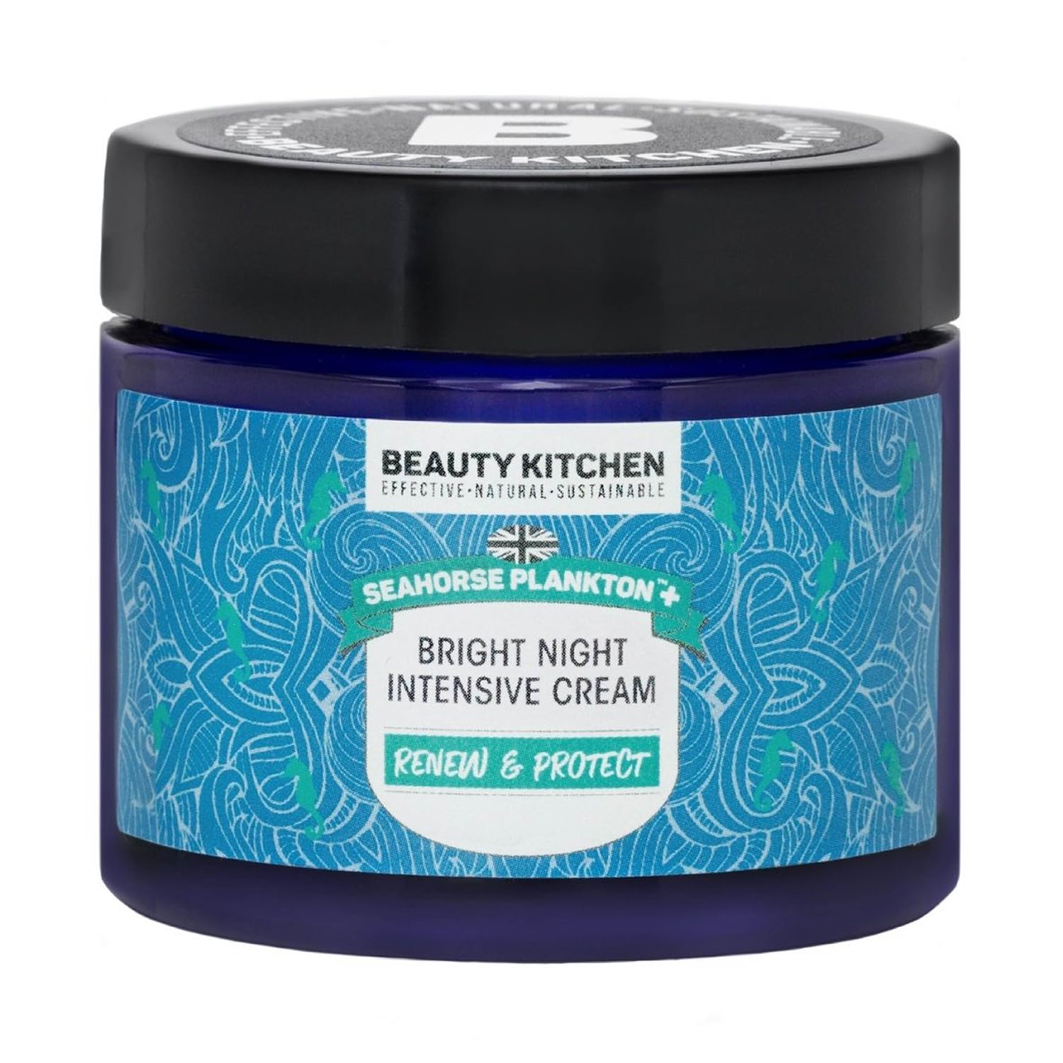 Beauty Kitchen - Seahorse Plankton + Bright Night Intensive Cream 60ml - Anti Aging & Hydrating - Reduces Fine Lines/Wrinkles - Promotes Collagen - Vegan/Cruelty Free