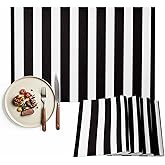 Placemats Set of 4 Simple Black White Striped Place Mat Washable Kitchen Dining Table Mats Classic Geometric Art Placemat for Indoor Family Dinner Outdoor Wedding Holiday Party Decor