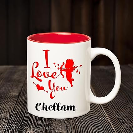 Buy Chanakya I Love You Chellam Romantic Inner Red Coffee Name Mug