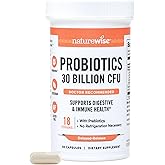 NatureWise Max Probiotics for Women & Men - 30 Billion CFU 18 Strains With Prebiotics - For Gut & Digestive Health - Delayed-Release Capsules, Gluten Free - 60 Capsules[2-Month Supply]