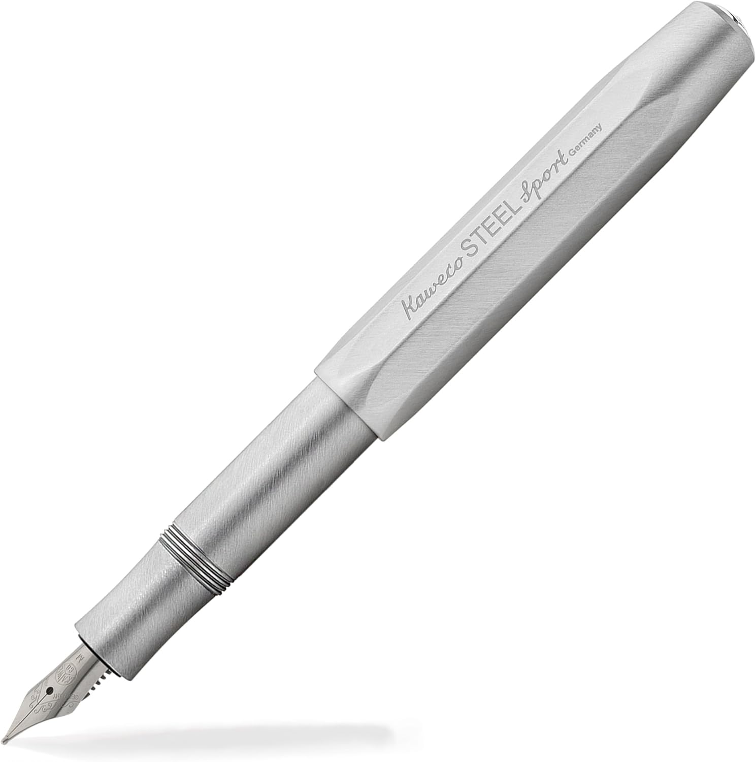 Kaweco STEEL SPORT Fountain Pen I Exclusive Stainless Steel Reservoir Pen for Ink Cartridges Including Retro Metal Box I Writing Instrument 13 cm I Nib: BB (Extra Broad)
