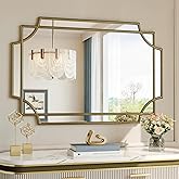 Brauthon Dining Room Mirrors for Wall, 24x36 Inch Art Deco Gold Decorative Mirror for Living Room, Bedroom, Entryway, Firepla