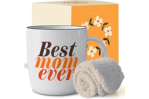 Triple Gifffted Worlds Best Mom Ever Coffee Mug & Socks Set for Mother, Gifts Ideas for Christmas,valentines, Mothers Day, Birthday, From Daughter and Son, Cool Mommy Presents, Ceramic Cup 380ml