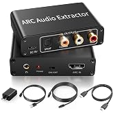 4K60Hz HDMI ARC 192KHz Audio Extractor Converter for TV Soundbar Amplifier | Comes with power adapter and 4K 60Hz HDMI cable, supports Optical, Coaxial, RCA and 3.5mm audio output for HDTV devices