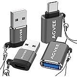 AGVEE [2 Pack] USB-C Male to USB-A 3.0 Female OTG Adapter & [2 Pack] USBC Female to USB-A 2.0 Male Converter, for MacBook Pro