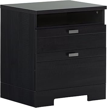 South Shore Furniture 10260 Reevo Nightstand With Drawers Cord Catcher Black Onyx 2 Drawer Amazon Ca Home Kitchen