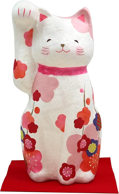 Amazon 大阪 長生堂 置物 かわいい 花笑み 和み招き猫 ちぎり和紙 開運グッズ オリジナル木札サービス付 置物 オブジェ オンライン通販
